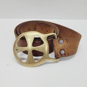 Rare VTG Belt & Buckle Duncan Laurie Solid Brass Leather Collectible Cross 1970